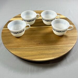 Pyrex Milk Glass Old Town Blue Onion Pattern Coffee Tea Mugs